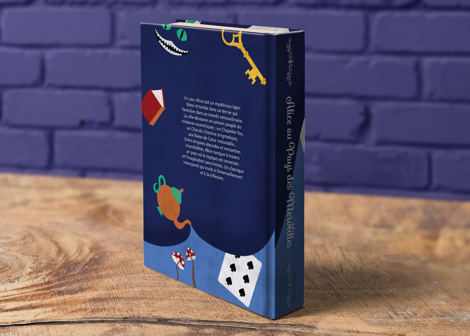 Alice in Wonderland book, back