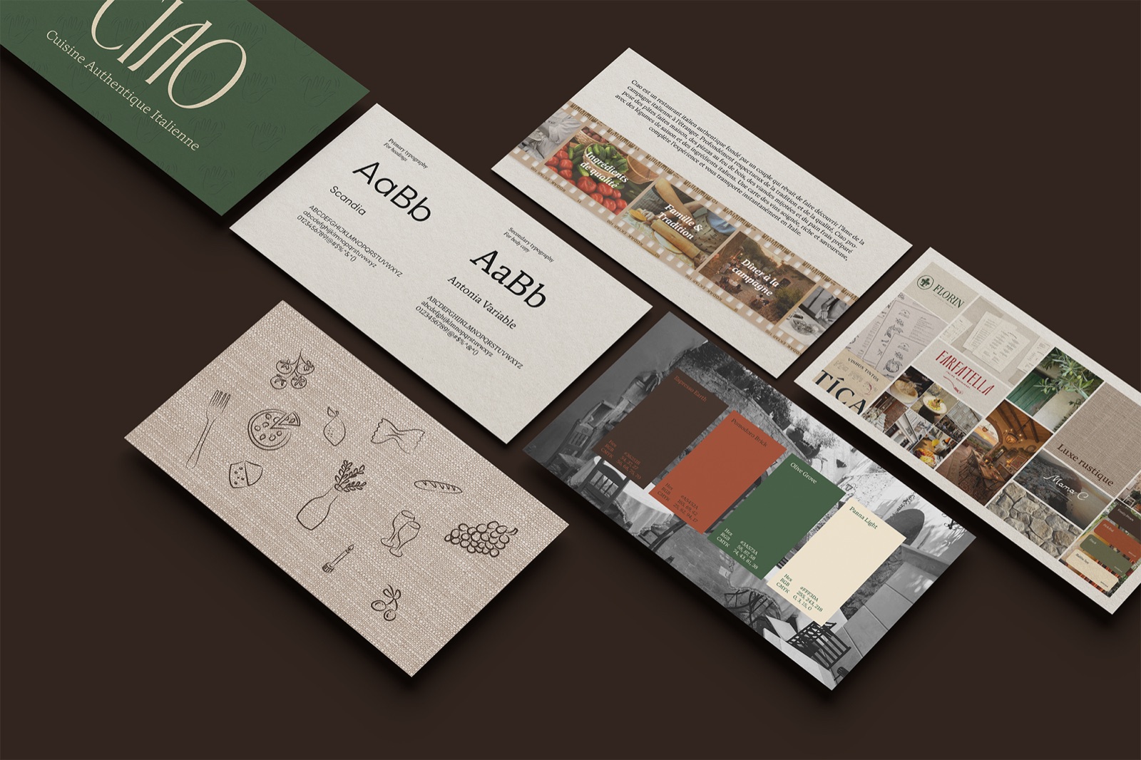 Ciao trattoria menu on a dark green folder