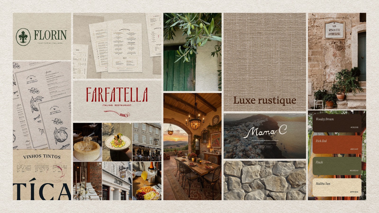 Ciao moodboard titled Luxe rustique