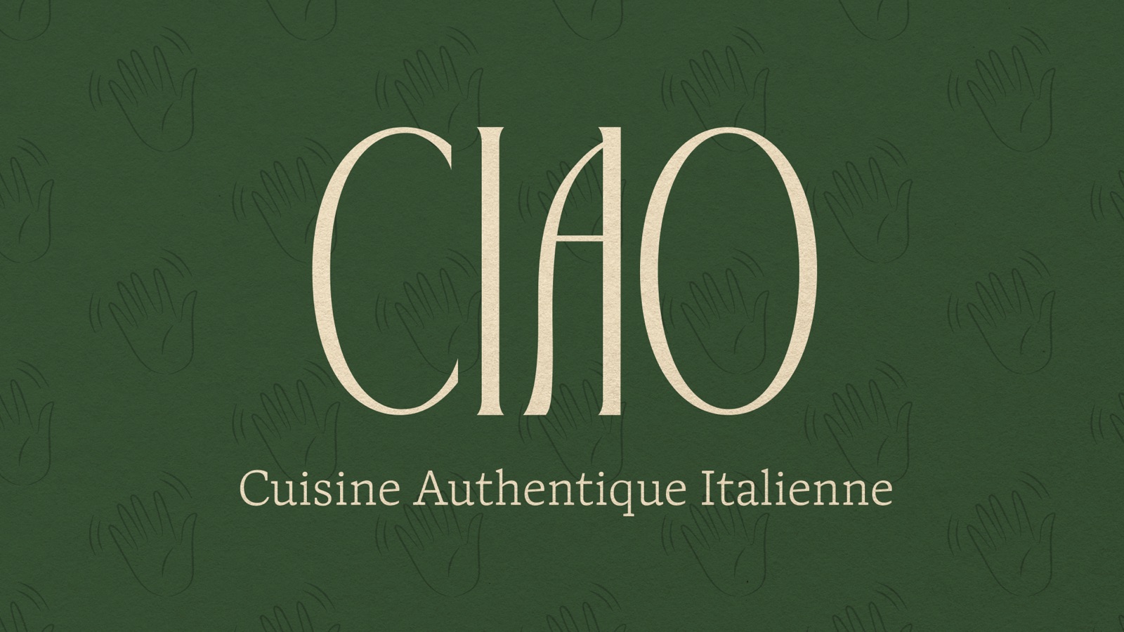 Ciao logo on olive green