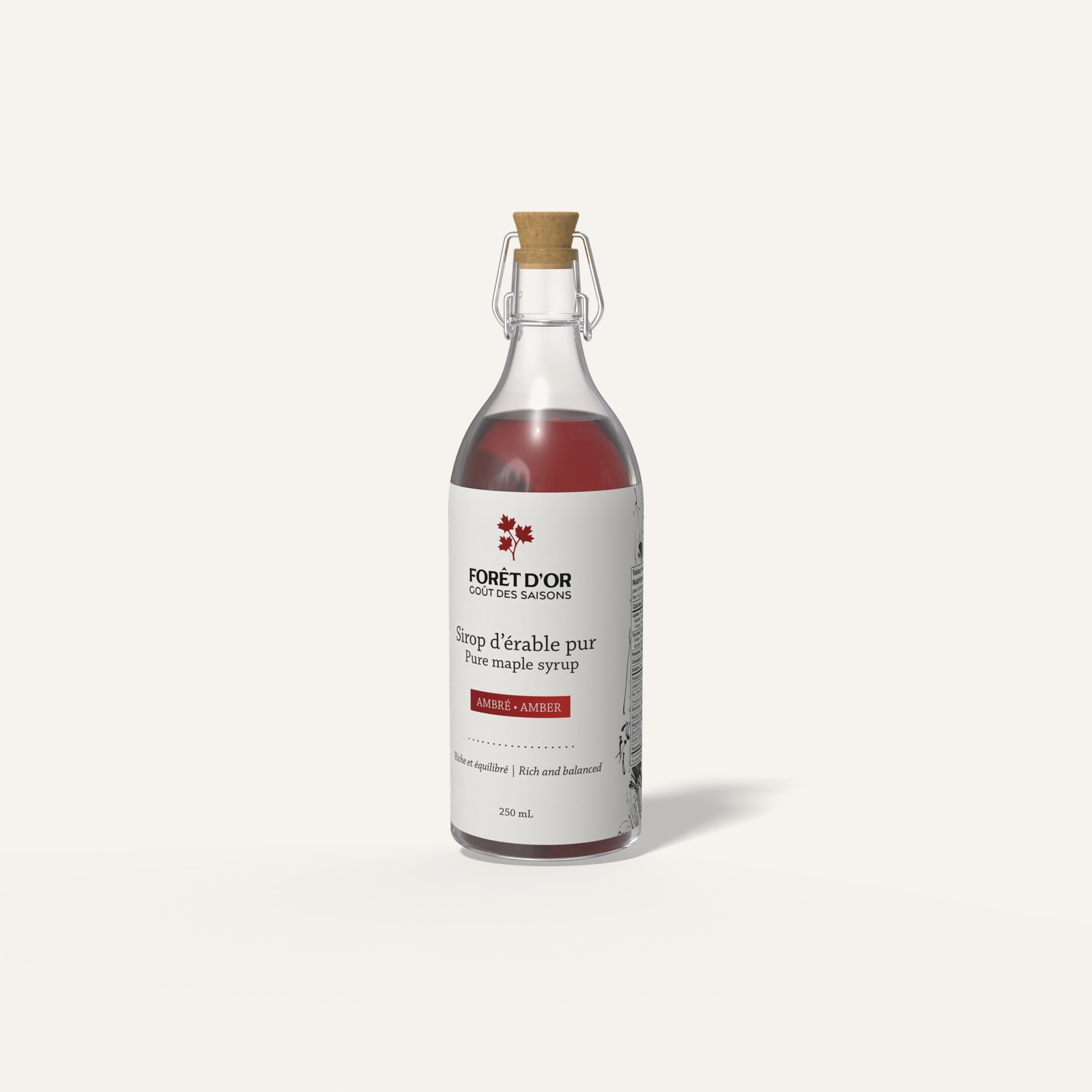 Amber maple syrup bottle