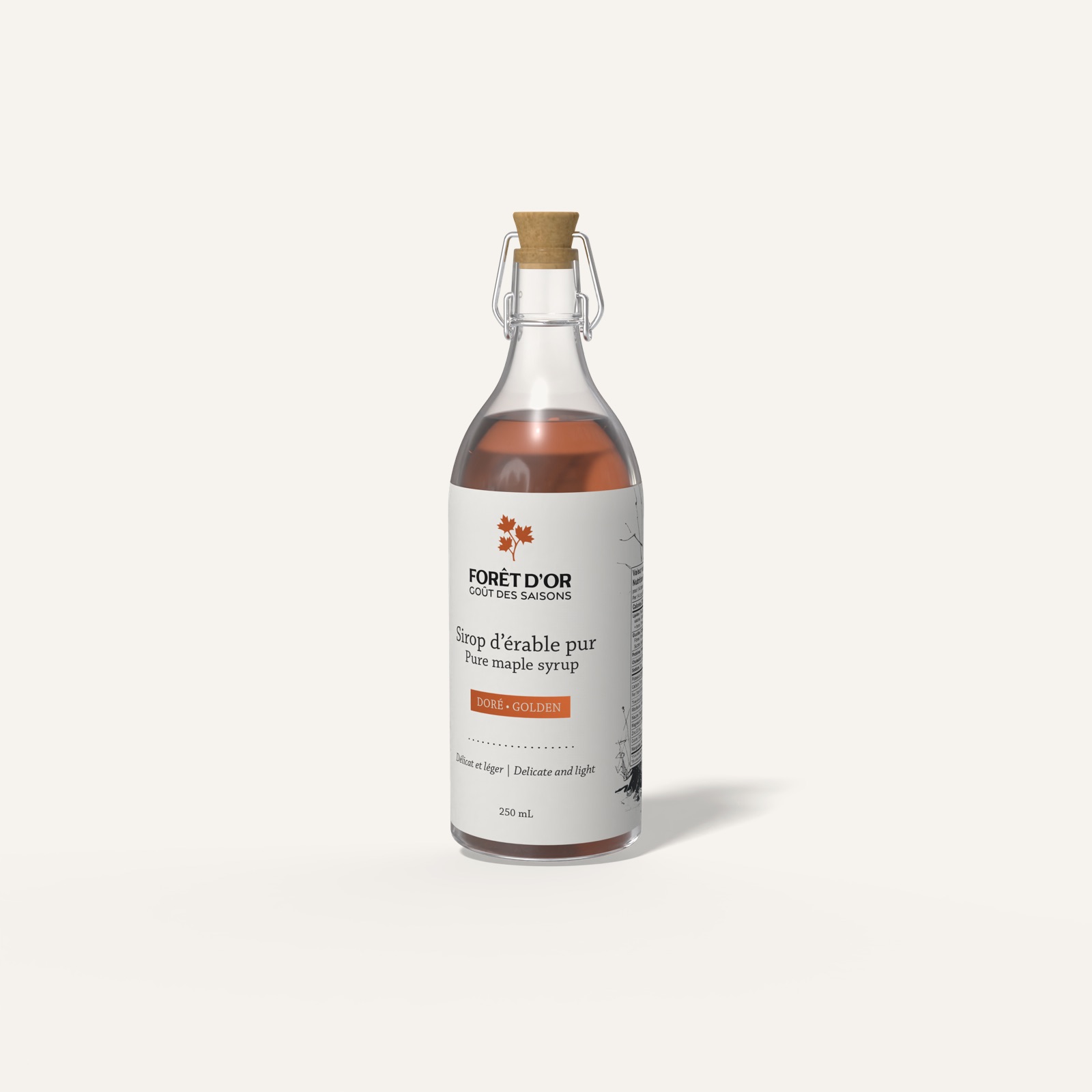 Golden maple syrup bottle