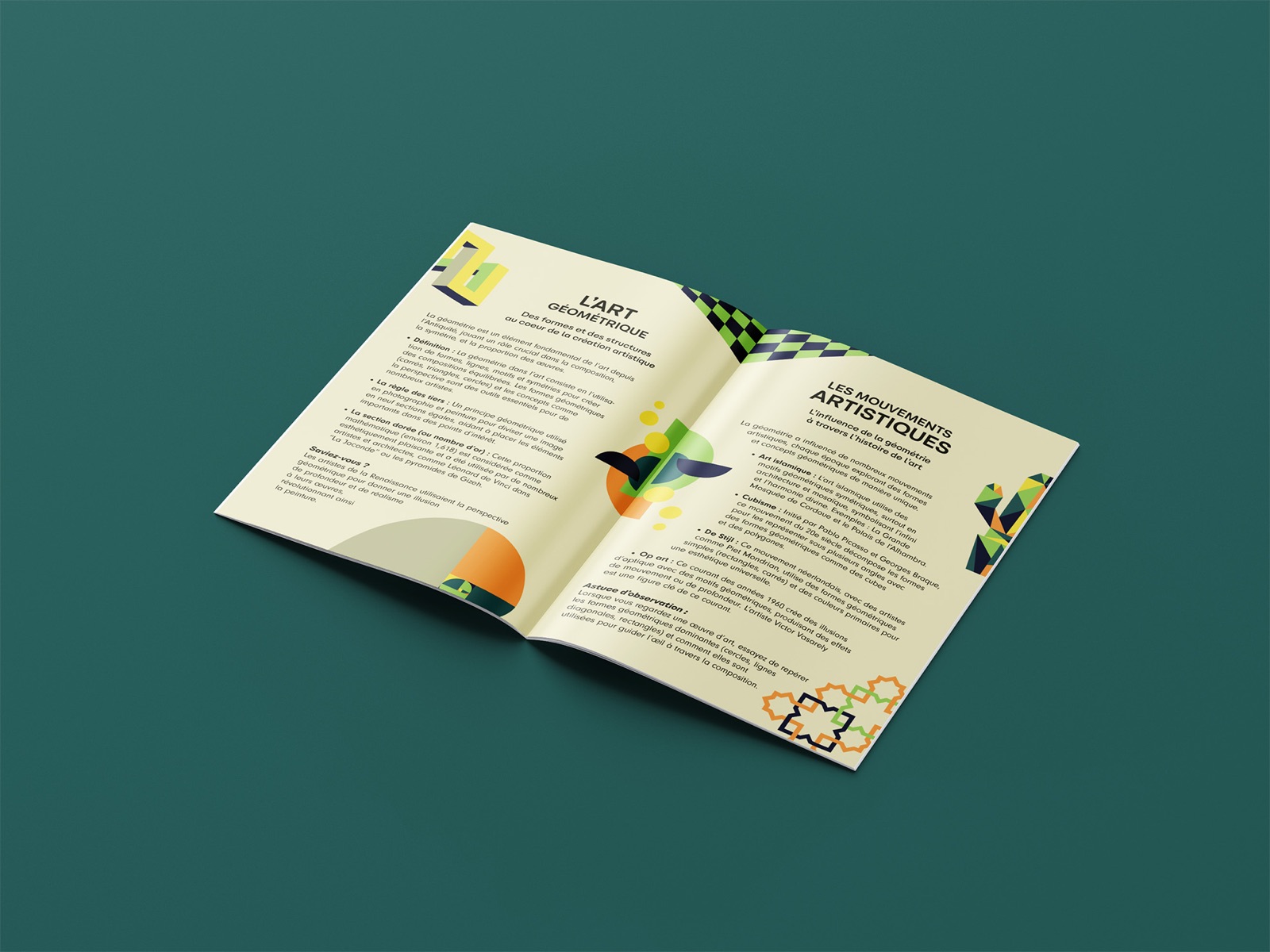 Inside spread of the Geometry in Art brochure