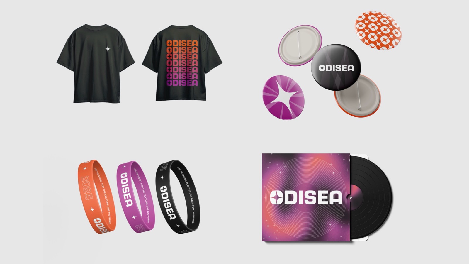 Odisea T-shirts, buttons, wristbands and vinyl