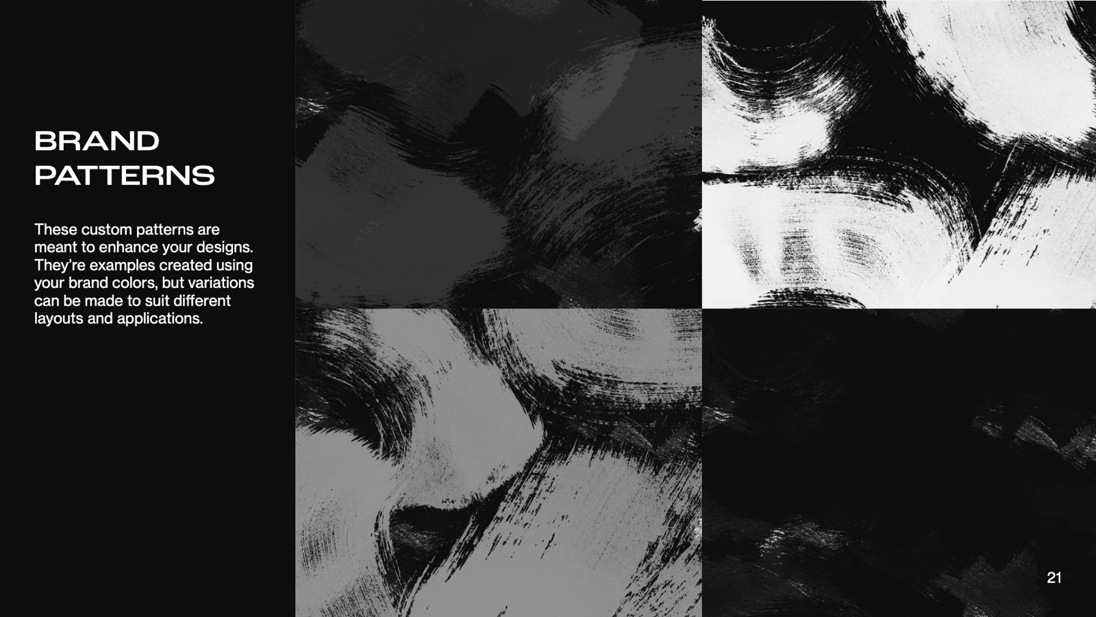 Black and white brush-stroke patterns