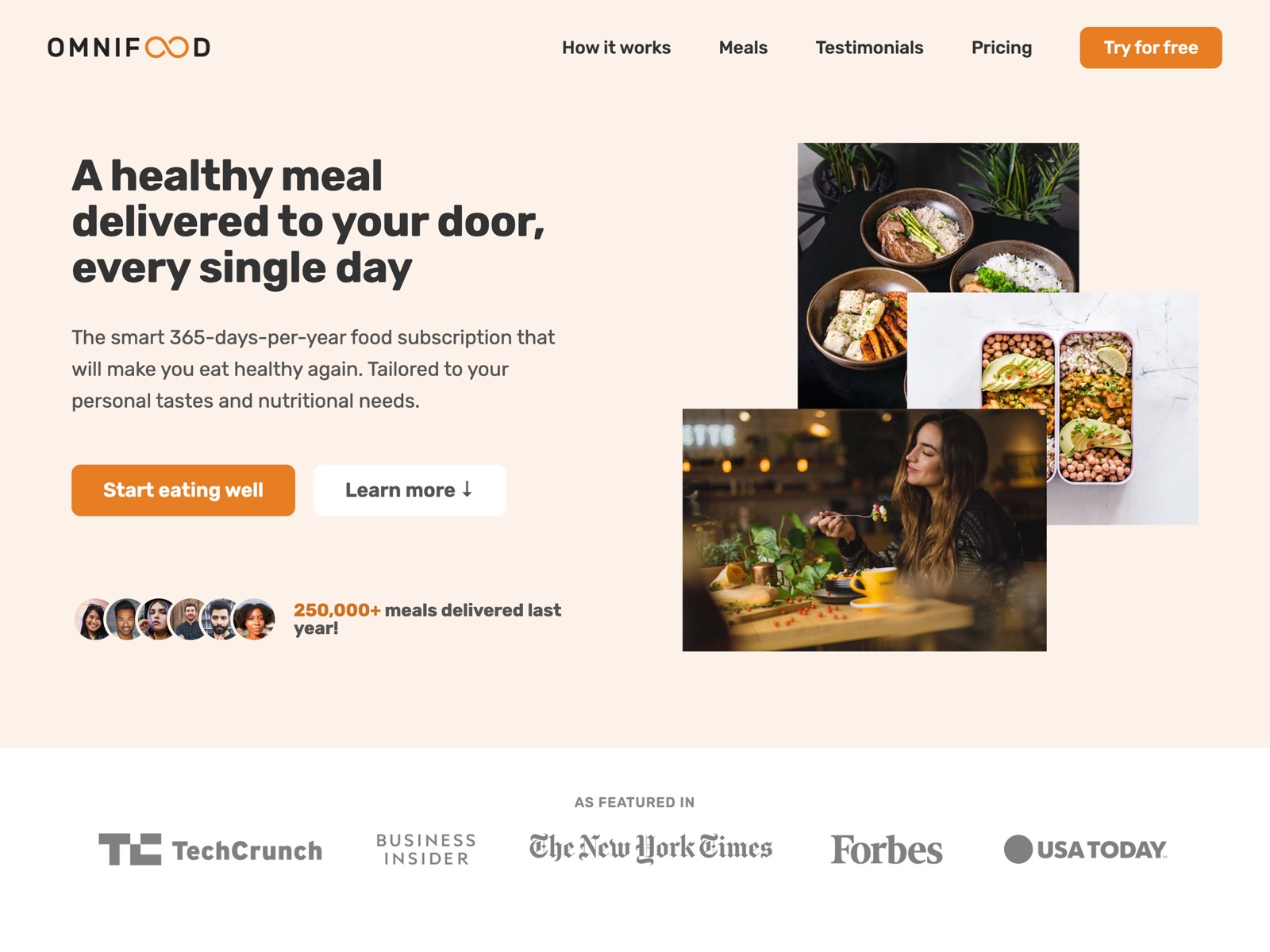 Omnifood landing page hero