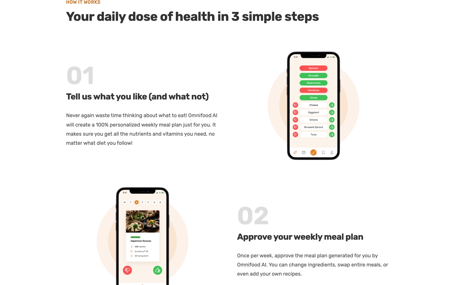 How it works section with phone screens