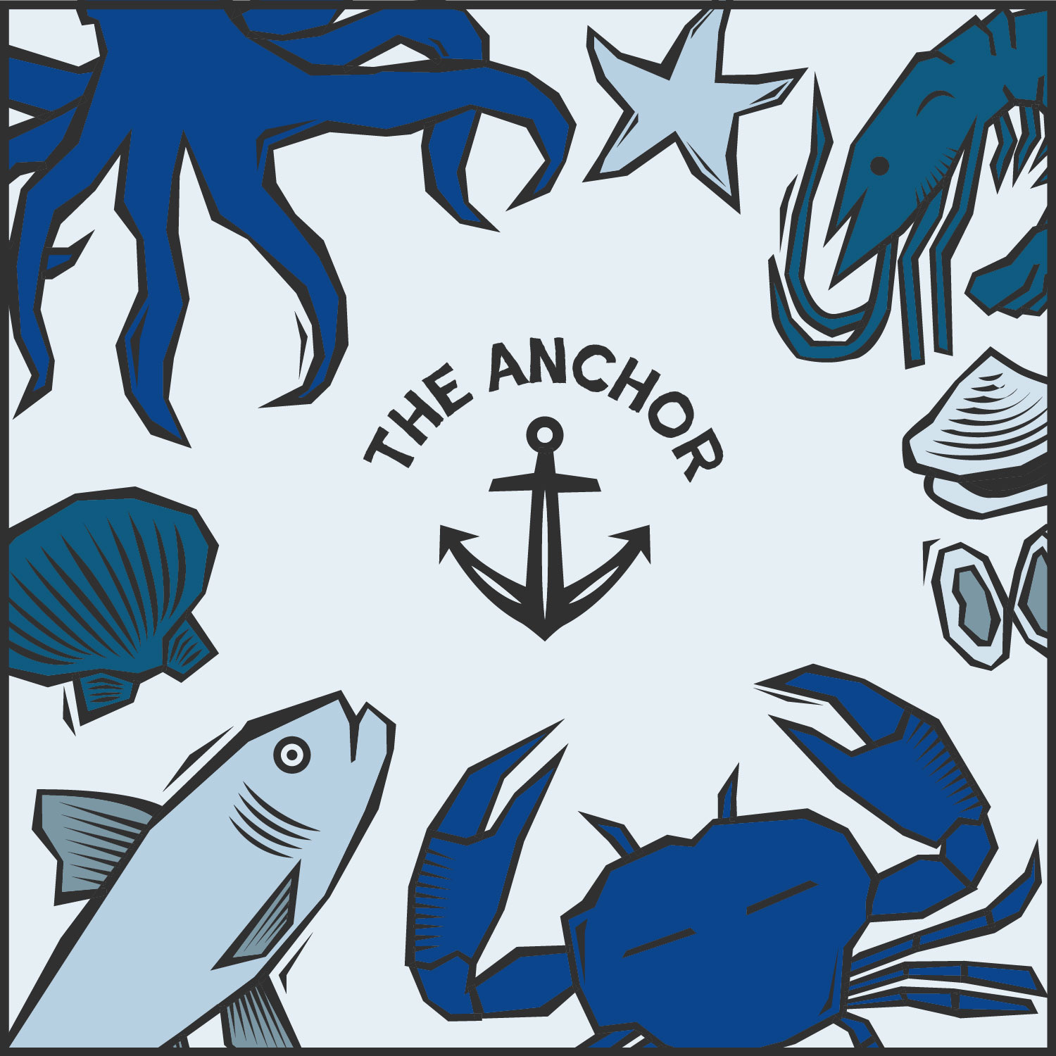 The Anchor illustration in shades of blue on pale blue