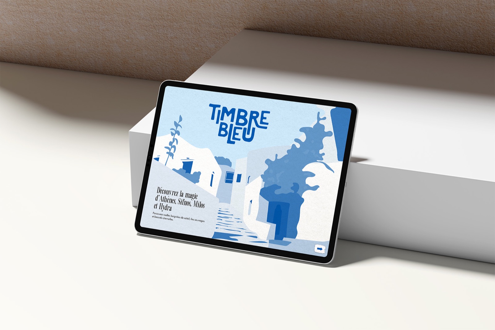 Timbre Bleu travel magazine on a tablet